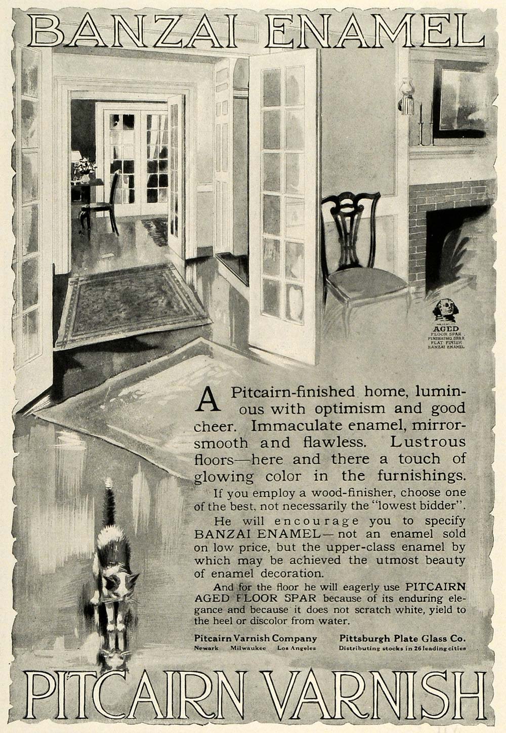 1918 Ad Pitcairn Varnish Floor Spar Banzai Enamel Decor - ORIGINAL THB1