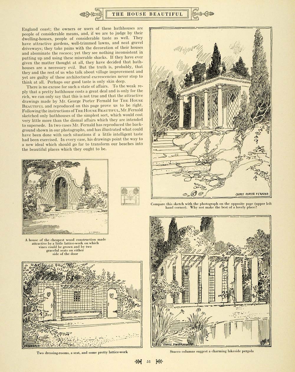 1915 Article Bathhouse Architecture George P. Fernald - ORIGINAL THB1