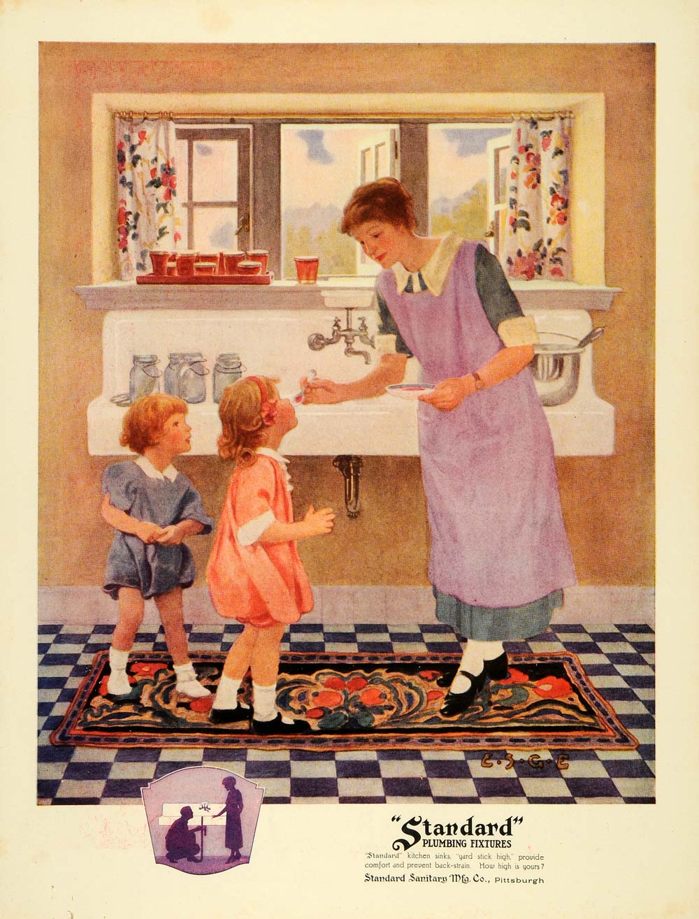 1924 Ad Standard Sanitary Plumbing Fixtures Mother Kids - ORIGINAL THB1