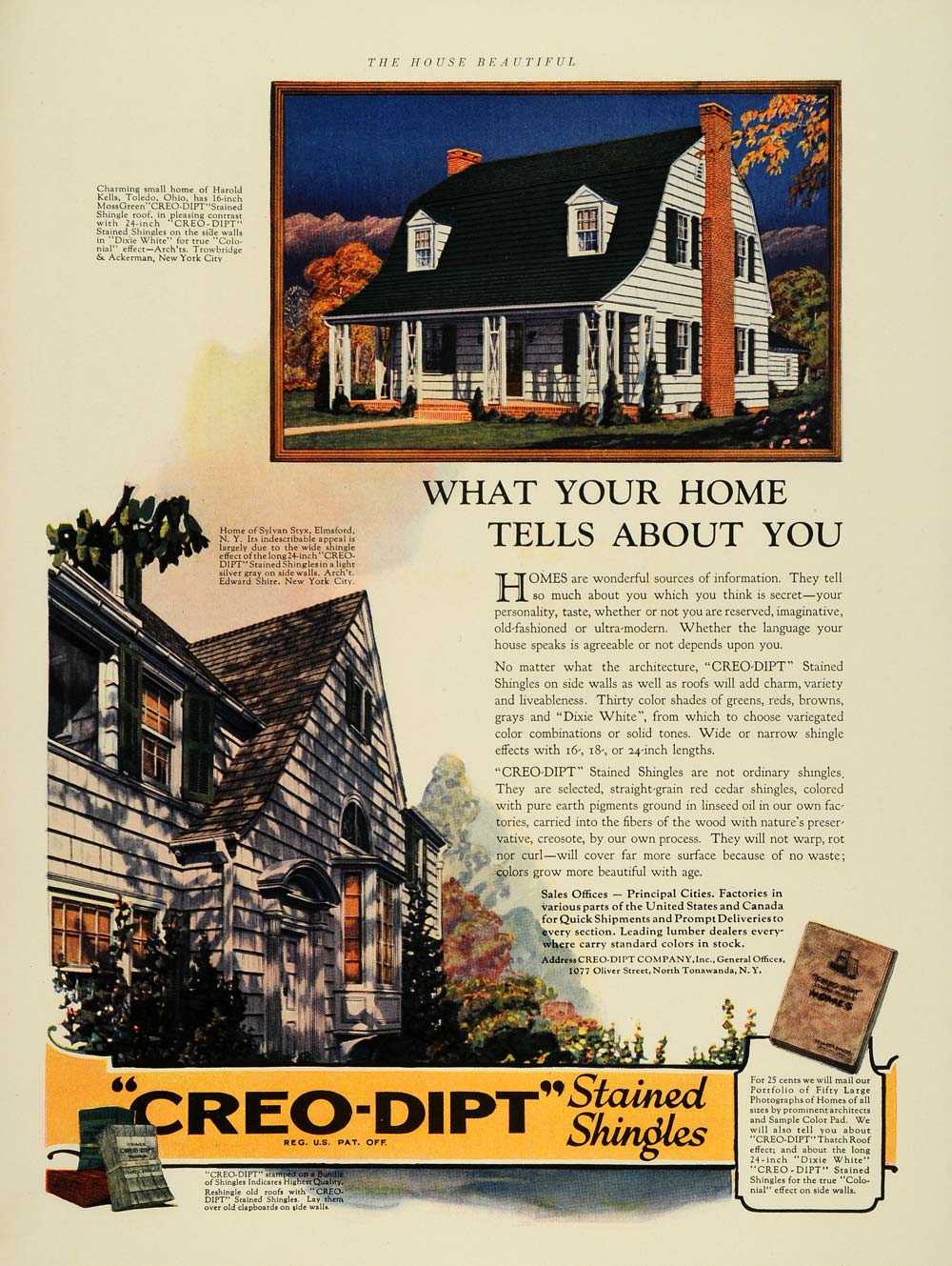 1924 Ad Creo Dipt Stained Shingles Home Improvement - ORIGINAL ADVERTISING THB1