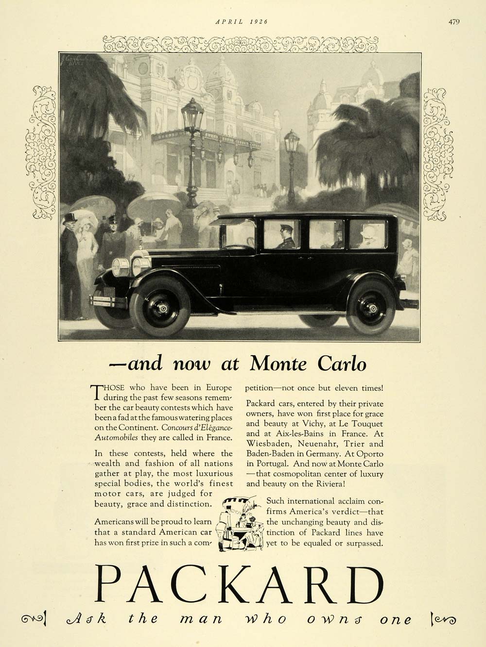 1926 Ad Antique Packard Automobile Monte Carlo Awards - ORIGINAL THB1