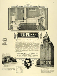 1926 Ad Trenton Potteries Tepeco Clay Plumbing Fixtures - ORIGINAL THB1