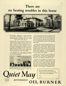 1926 Ad Quiet May Oil Burner F. Reidemeister Home NJ - ORIGINAL ADVERTISING THB1