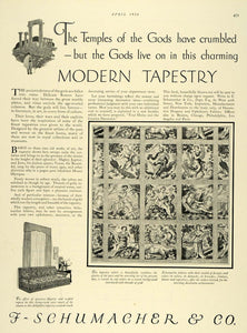 1926 Ad F Schumacher Tapestries Wall Coverings Decor - ORIGINAL ADVERTISING THB1
