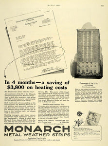 1925 Ad Monarch Metal Weather Strips Heating YMCA PA. - ORIGINAL THB1