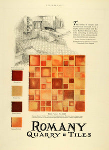 1927 Ad United States Romany Quarry Tile Flooring Style - ORIGINAL THB1