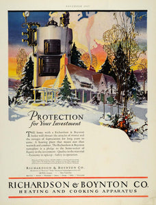 1927 Ad Richardson Boynton Boiler Heating Home Appliance Winter L V Carroll THB1 - Period Paper

