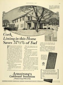 1927 Ad Armstrong Corkboard Home Insulation Pittsburgh - ORIGINAL THB1