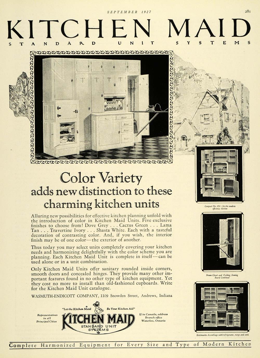 1927 Ad Kitchen Maid Standard Units Wasmuth Endicott - ORIGINAL ADVERTISING THB1