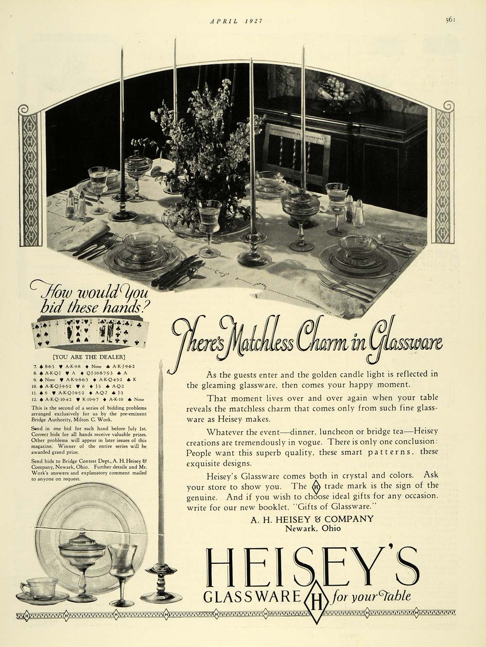1927 Ad Heisey's Glassware Table Home Decor Decorative - ORIGINAL THB1
