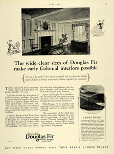 1927 Ad Douglas Fir Lumber Colonial Interior Decoration - ORIGINAL THB1