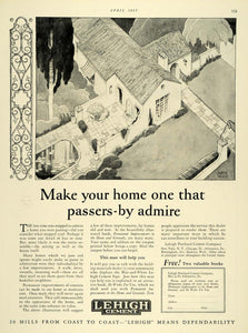 1927 Ad Lehigh Cement Harrie Wood Art Home Architecture - ORIGINAL THB1