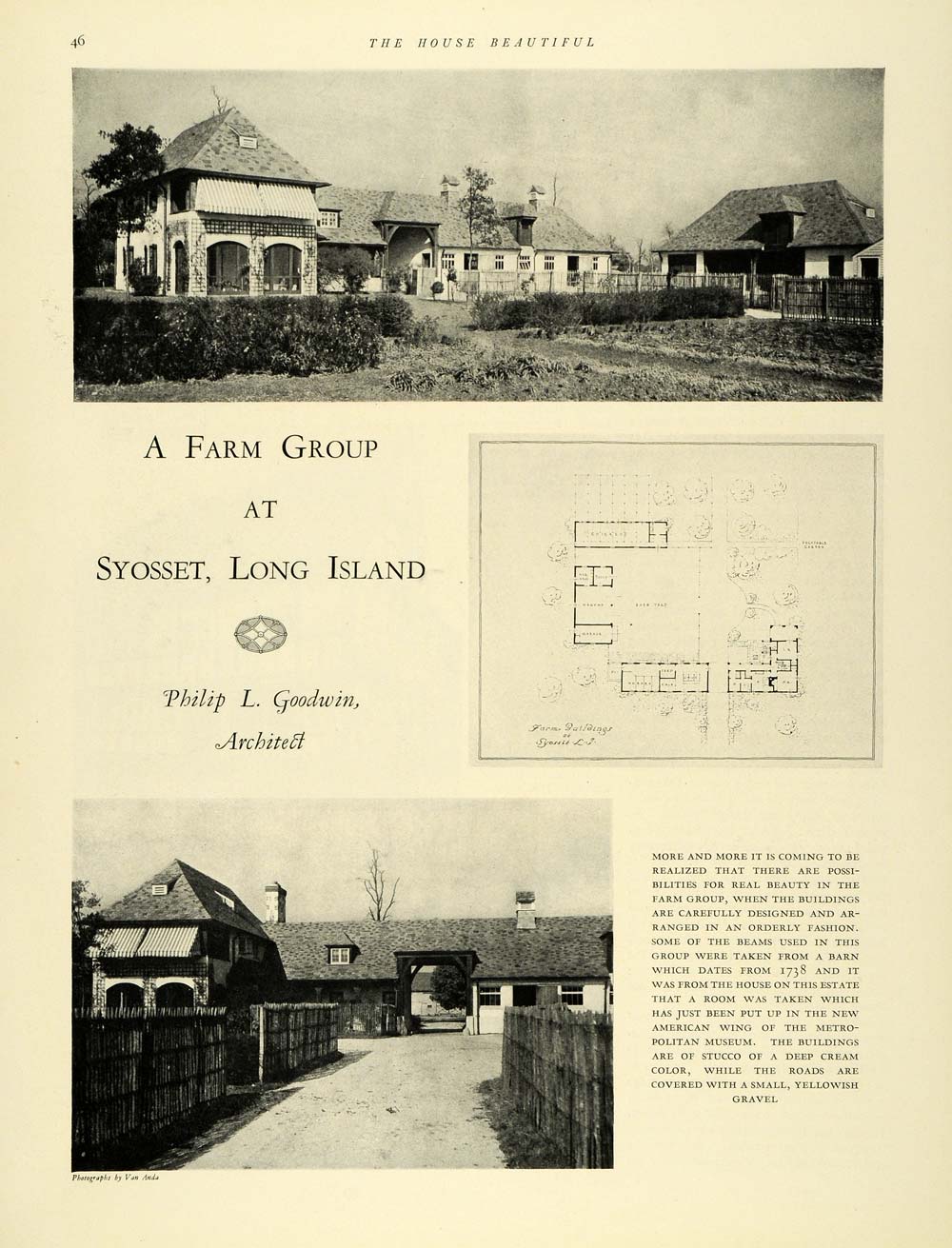 1925 Print Garm Group Syosset Long Island Architecture ORIGINAL HISTORIC THB1