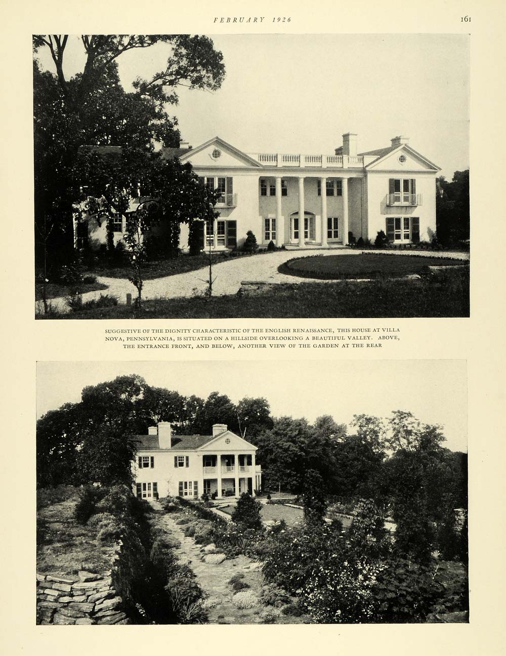 1926 Print J.M. Taylor House Villa Nova PA Architecture ORIGINAL HISTORIC THB1