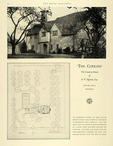 1925 Print Codlins S. V. Norton Home Shaw Architecture ORIGINAL HISTORIC THB1