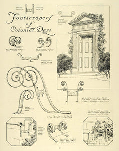 1925 Print Colonial Footscrapers Home Lawn Decorative - ORIGINAL HISTORIC THB1