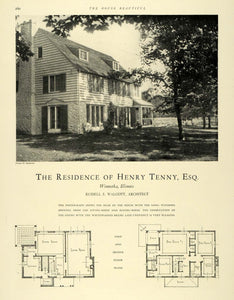 1925 Print Henry Tenny Home Winnetka IL Architecture - ORIGINAL HISTORIC THB1