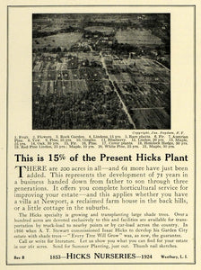 1924 Ad Hicks Nurseries Ariel View Acreage Horticulture - ORIGINAL THB1
