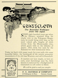 1925 Ad Grasscloth Japanese Wallpaper F C Davidge Decor - ORIGINAL THB1