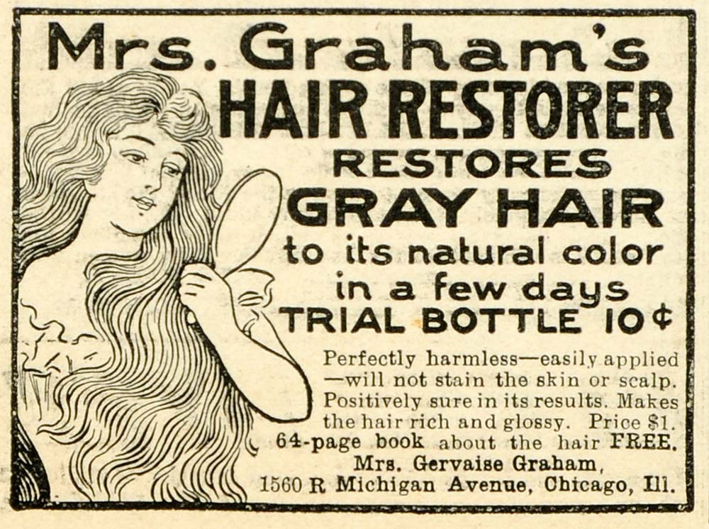 1908 Ad Graham Hair Restorer Gervaise Chicago Illinois Beauty Skin Scalp THK1