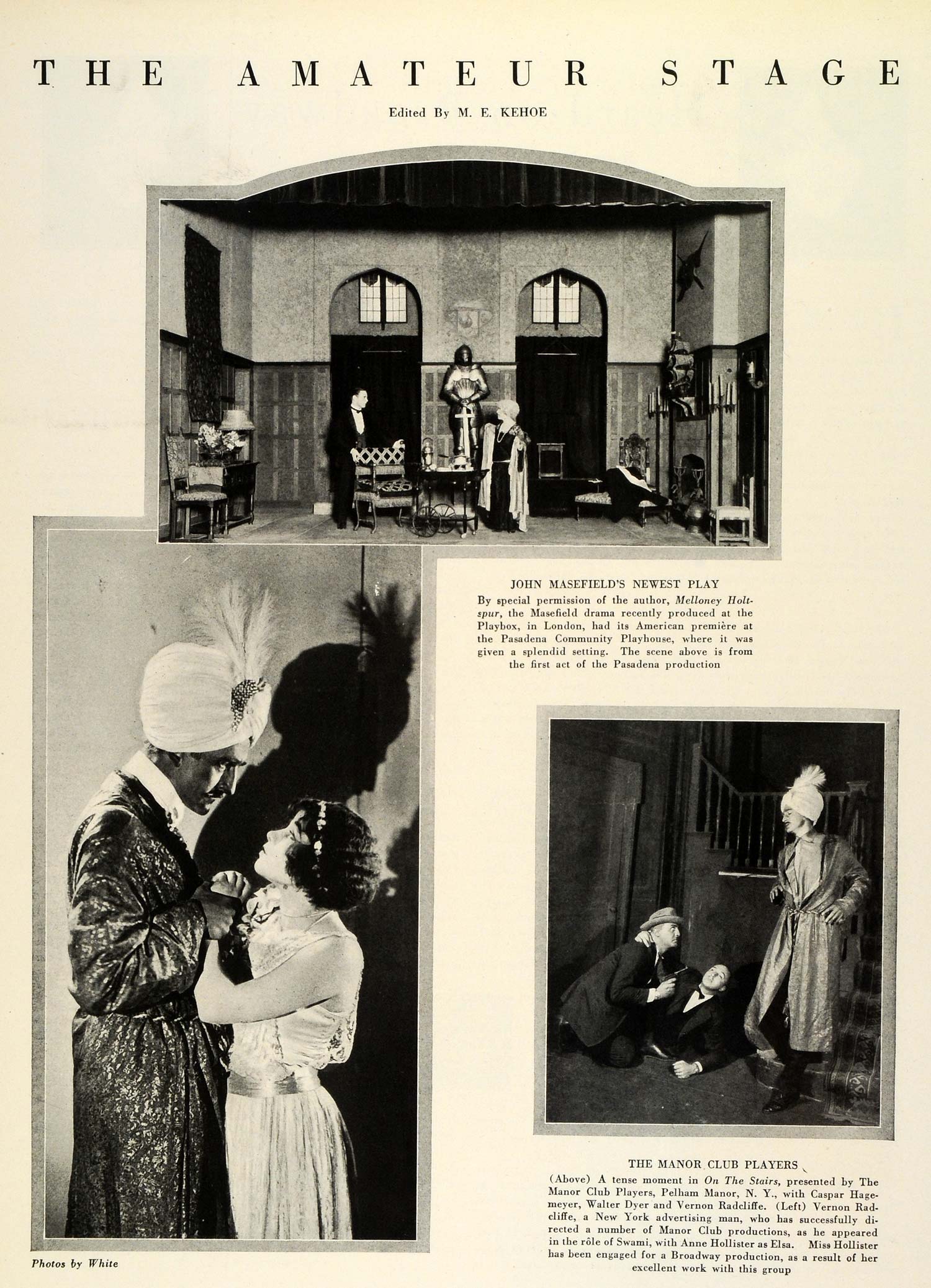 1924 Print Stage Kehoe John Masefield Melloney Holtspur Pasadena Play Manor THM