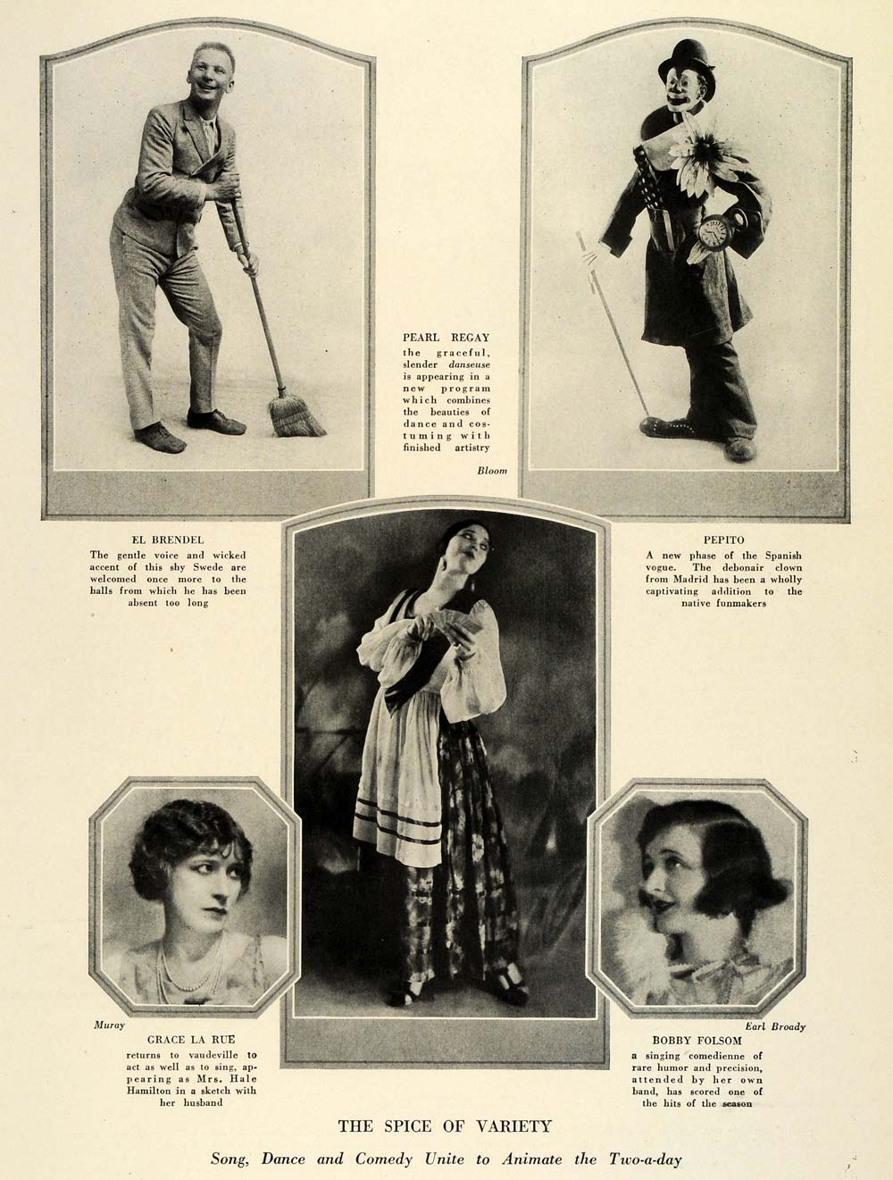 1924 Print Pearl Regay El Brendel Pepito Clown Grace La Rue Folsom THM