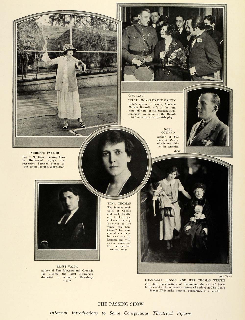 1924 Print Theatre Laurette Taylor Edna Thomas Vajda Coward Film Bacardi THM