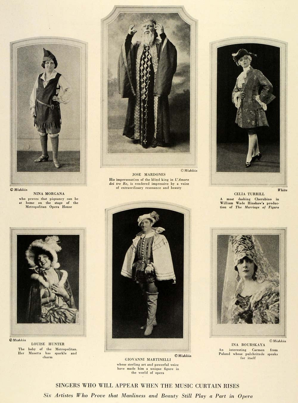 1924 Print Singers Nina Morgana Metropolitan Opera House Mardones Turrill THM