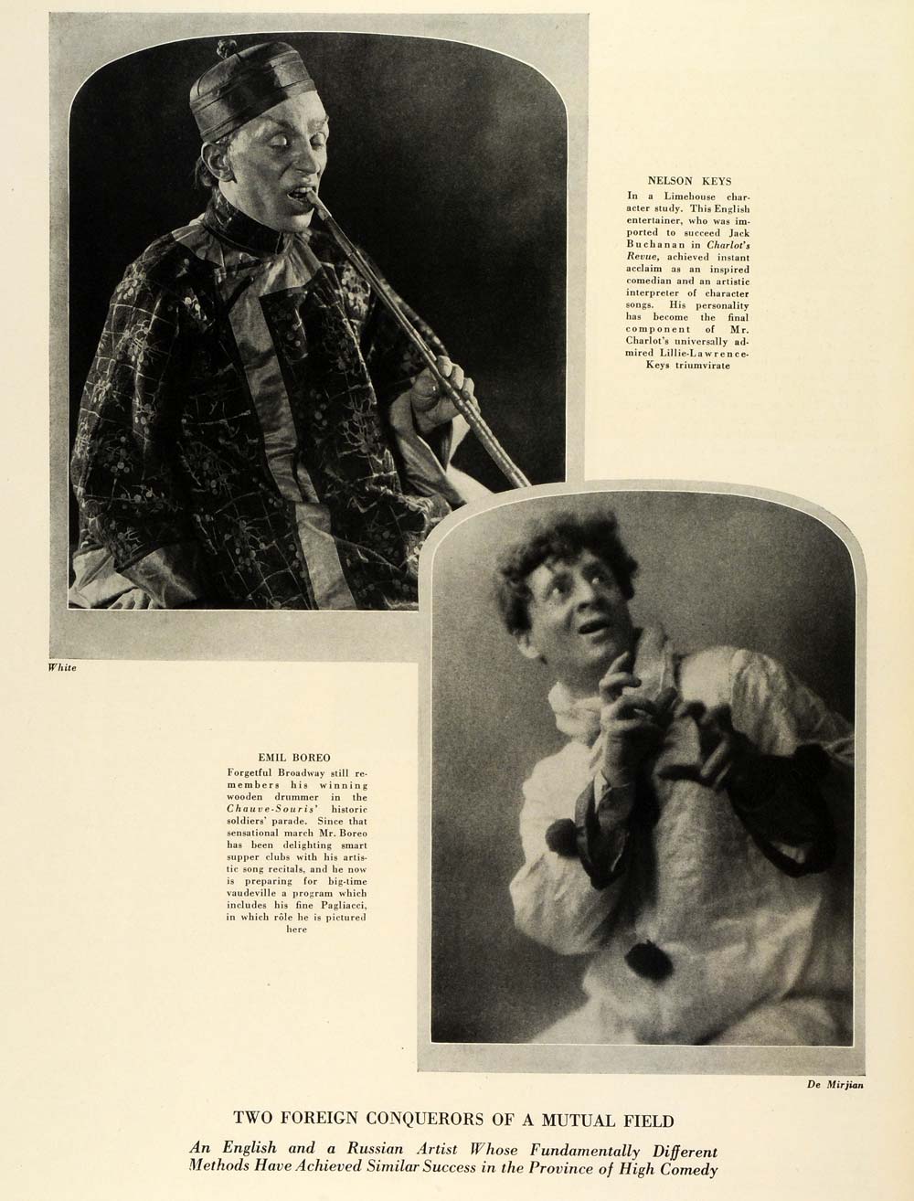 1924 Print Nelson Keys Limehouse Actor Emil Boreo Costume Instrument THM