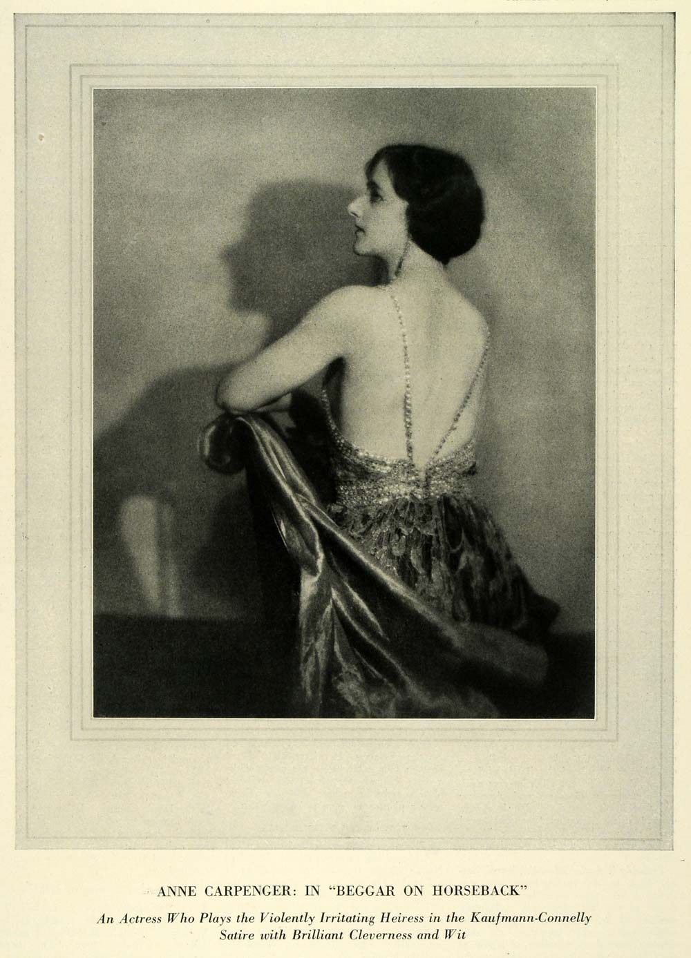 1924 Print Portrait Anne Carpenger Beggar Horseback Actress Kaufmann THM