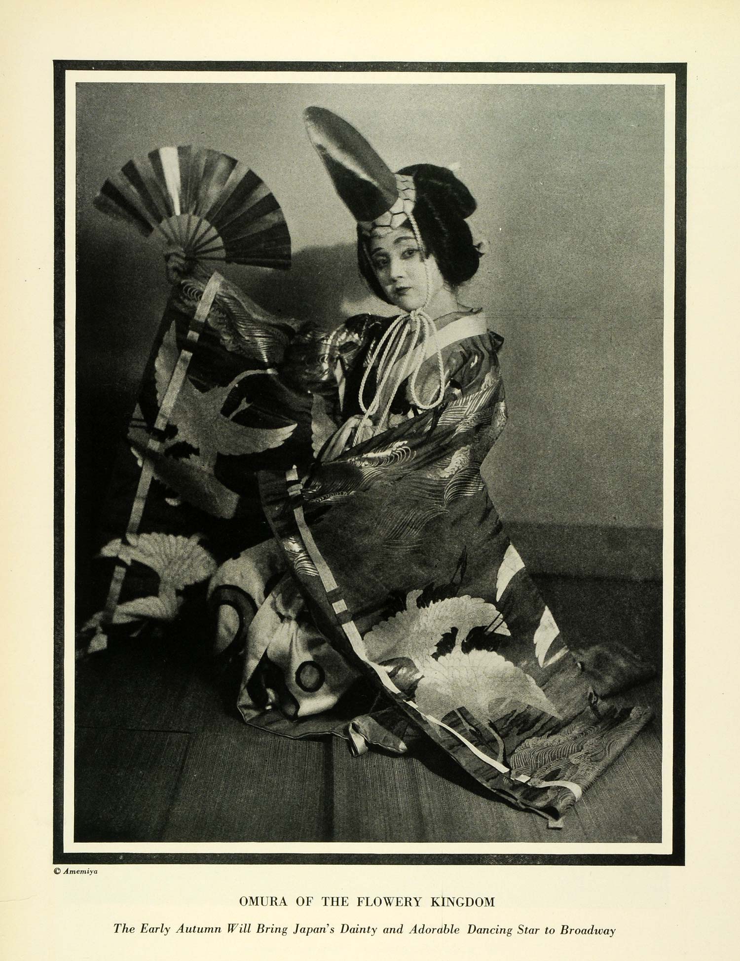 1924 Print Omura Asia Japan Dance Star Broadway Show Dancing Costume Fashion THM