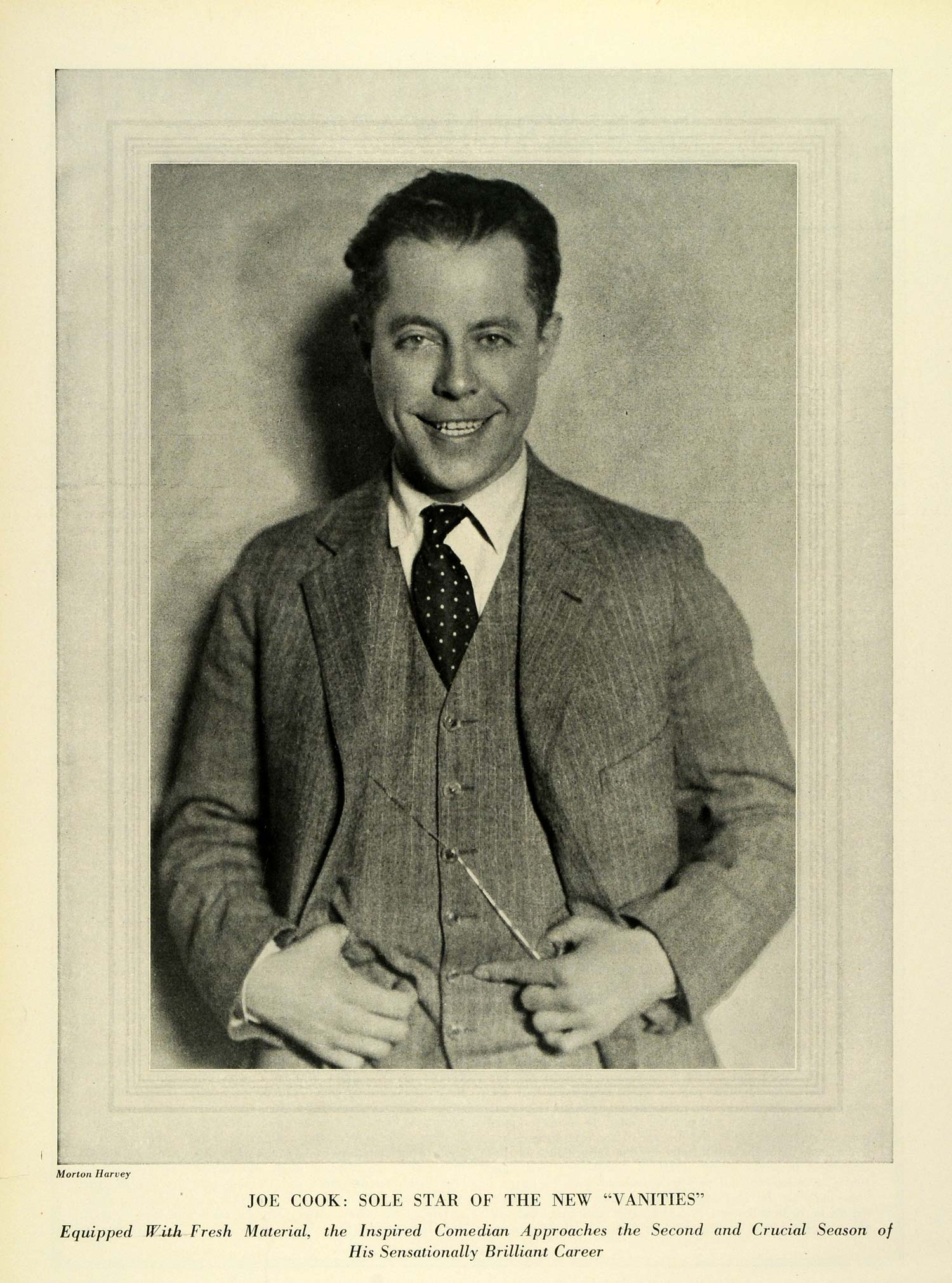 1924 Print Portrait Joe Cook Morton Harvey Comedian Star Broadway Film Show THM