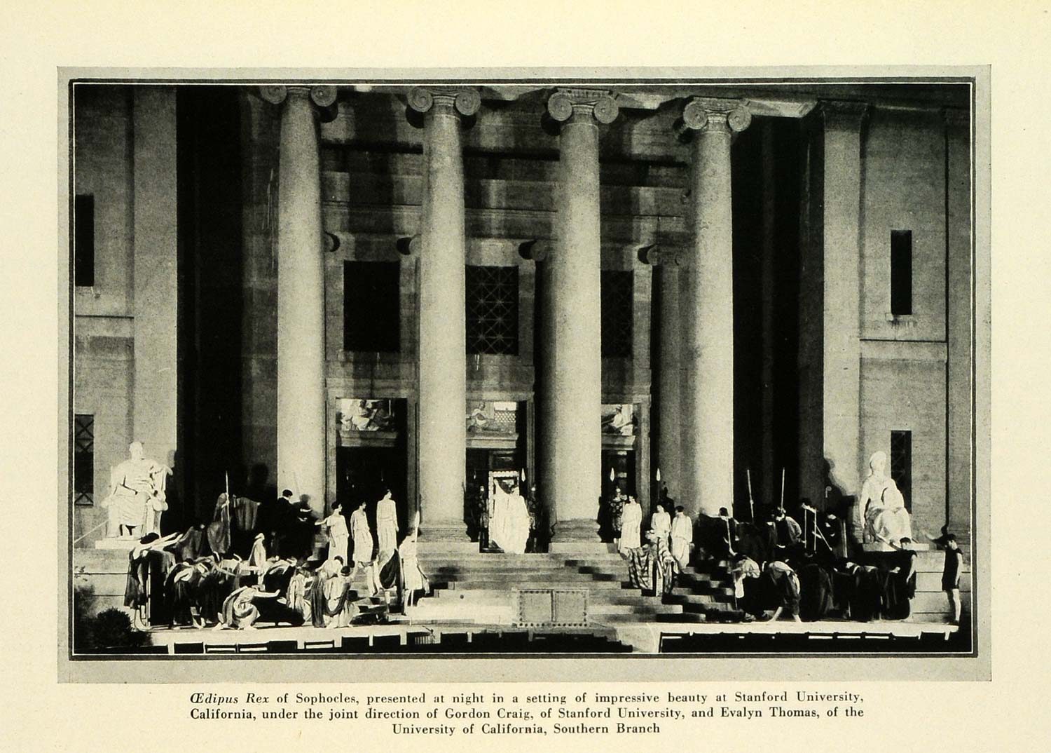 1924 Print Oedipus Rex Sophocles Stanford University Gordon Craig Evalyn THM