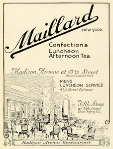 1924 Ad Maillard Confections Candies Luncheons Tea Restaurant Cafe New York THM