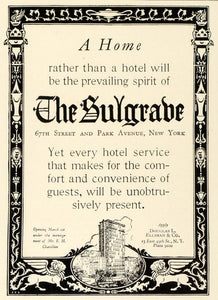 1924 Ad New York City Sulgrabe Residential Hotel Apartments Douglas L THM