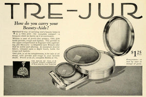 1924 Ad Tre Jur Beauty Powder Compact Lipstick Rouge French Cosmetics Makeup THM