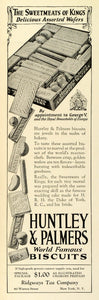 1924 Ad Huntley Palmers Biscuit Wafers King George V Sweetmeat Ridgways Tea THM