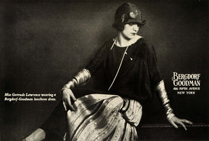 1924 Ad Bergdorf Goodman Luncheon Dress Fashion Stage Actress Gertrude –  Period Paper Historic Art LLC