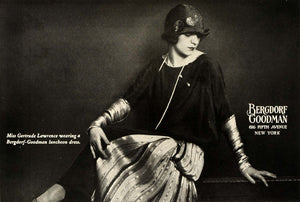 1924 Ad Bergdorf Goodman Luncheon Dress Fashion Stage Actress Gertrude THM