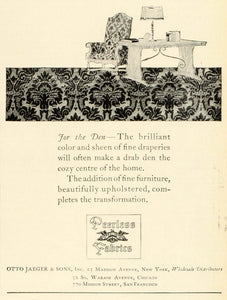 1924 Ad Living Room Den Interior Decoration Design Peerless Fabric Otto THM