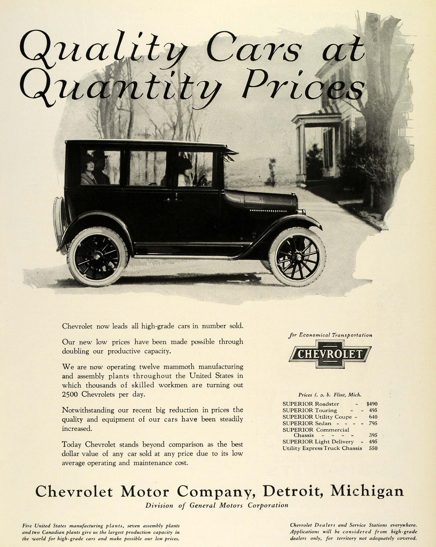 1924 Ad Antique Chevrolet Models General Motors Automobile Detroit Michigan THM
