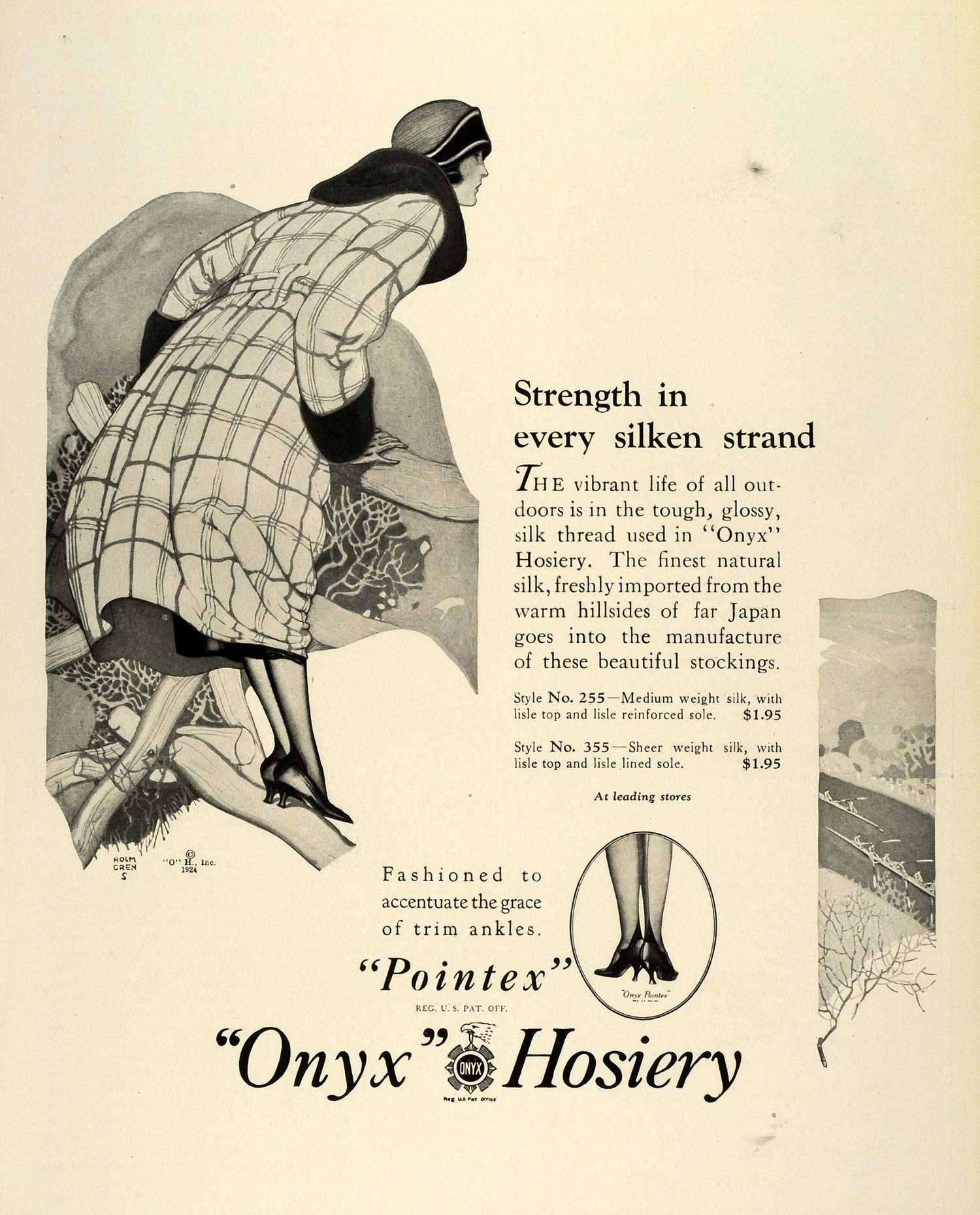 1924 Ad Pointex Onyx Hosiery Silk Stockings Nylons Clothing Accessories THM