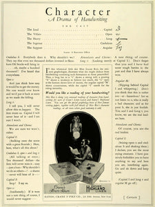 1924 Ad Crane Eaton Highland Linen Paper Handwriting Interpretation Louise THM