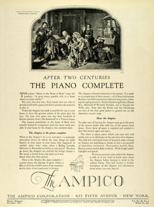 1924 Ad Ampico Piano Pianist Bach Home Music Scene Toby E. Rosenthal Artwork THM