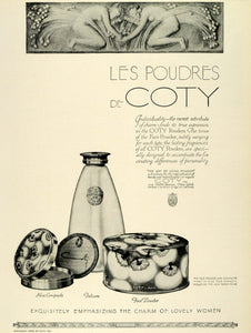 1924 Ad Coty Cosmetics Makeup Compact Talcum Bath Powder Bottle Toiletries THM