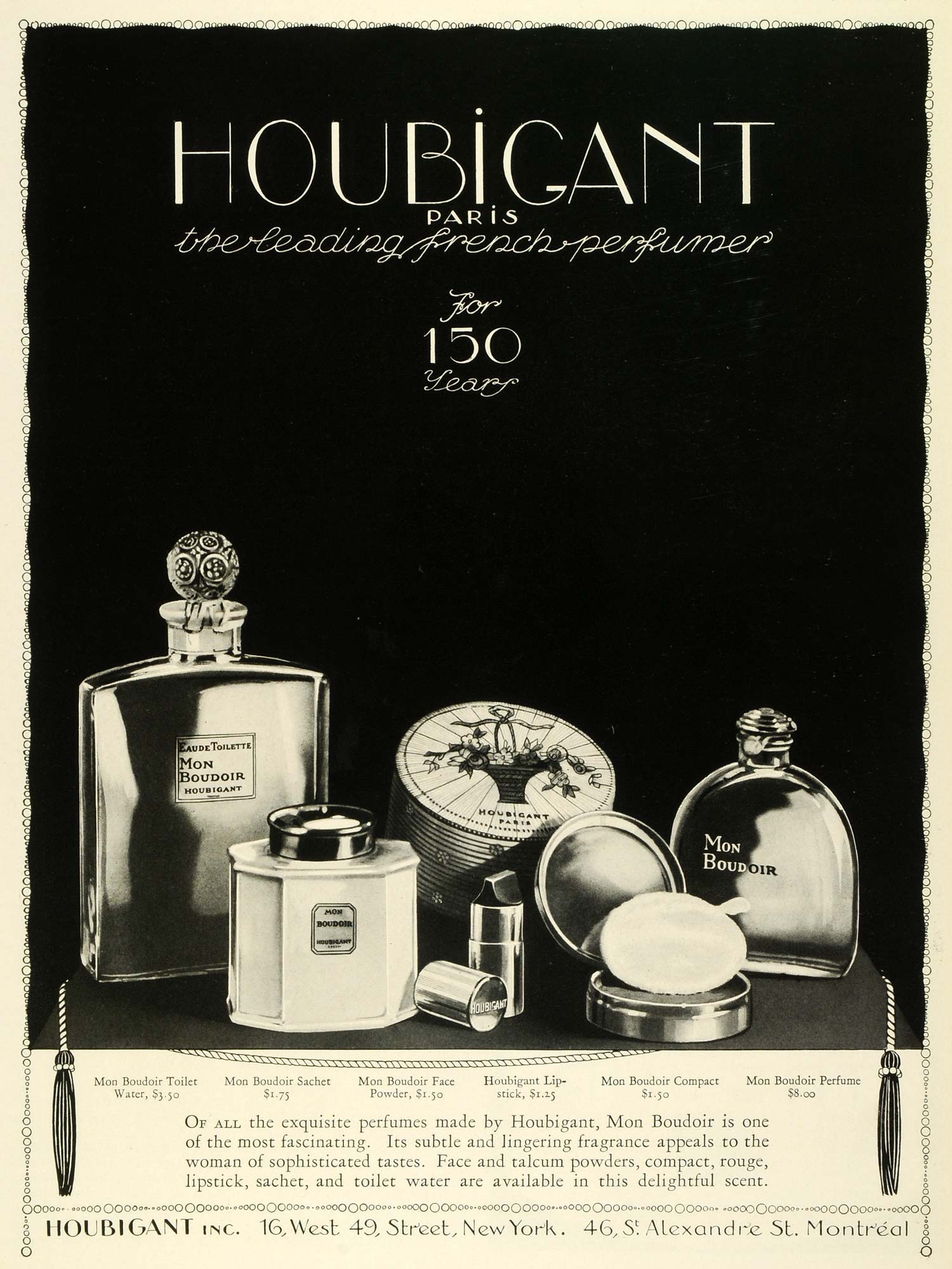 1924 Ad Parisian French Paris Perfumer Houbigant Parfum Bottles Makeup THM