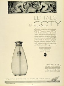 1924 Ad Coty Talc Powder Toilette Water Bottle French Perfume Parfum THM