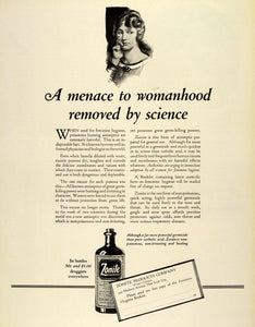 1924 Ad Zonite Germicide Antiseptic Bottle Feminine Hygiene Rudolph Tandler THM