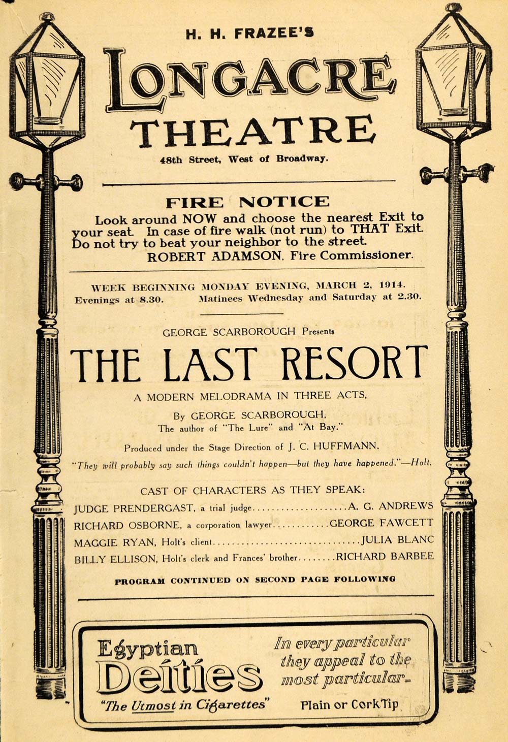 1914 Ad Last Resort George Scarborough Fawcett Blanc - ORIGINAL ADVERTISING THR1