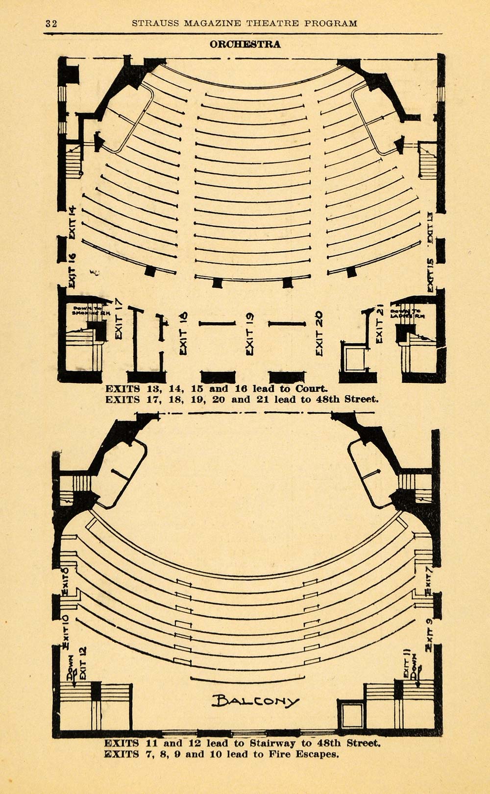 1914 Ad Longacre Theatre Orchestra Balcony Seating - ORIGINAL HISTORIC THR1
